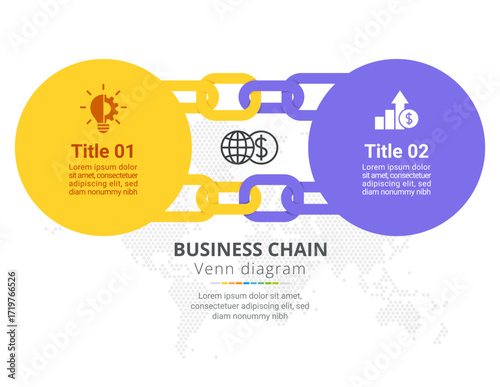 Business Chain Venn Diagram Infographic with 2 Connected Links