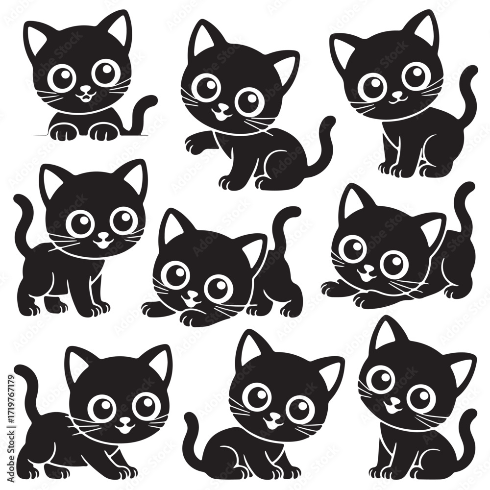 Fototapeta premium Cartoon Kitten Clip Art Bundle