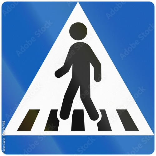 Regulatory road sign in Finland - Pedestrian crossing