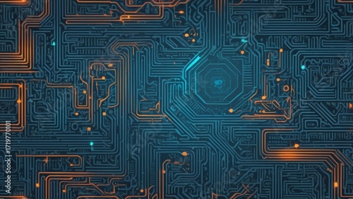 Microchip Maze: Intricate Circuit Board Connection Pattern