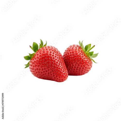 Two fresh red strawberries Generative AI