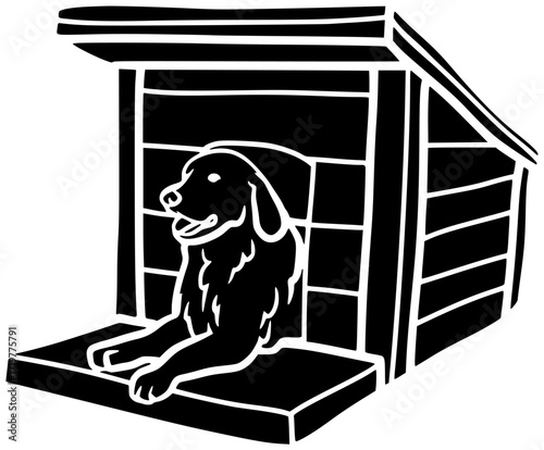 home illustration house silhouette dog logo animal icon pet outline wood doghouse canine roof wooden domestic shelter cute puppy shape for vector graphic background