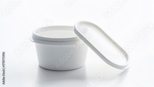 White plastic food container with lid