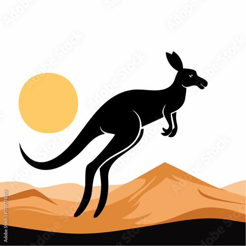 Leaping Kangaroo Silhouette Australian Outback Icon