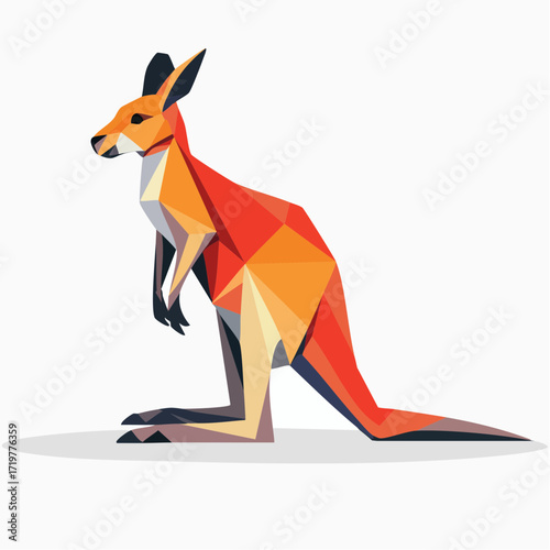 Geometric Kangaroo A Vibrant Illustration of Australian Wildlife in Flat Vector Style