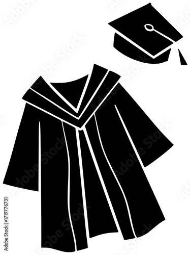 graduation illustration education silhouette university logo success icon student outline school hat college achievement diploma ceremony cap graduate academic shape adults vector graphic background