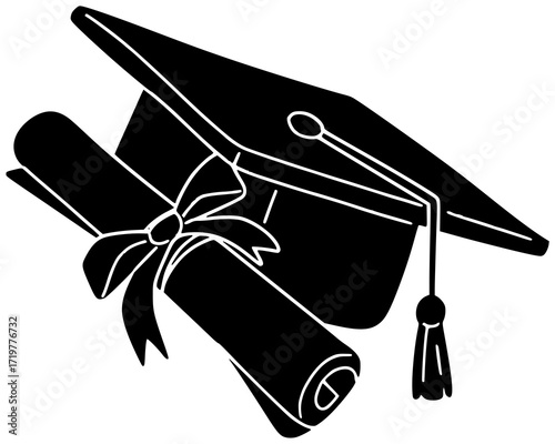 graduation illustration education silhouette university logo success icon student outline school hat college achievement diploma ceremony cap graduate academic shape adults vector graphic background