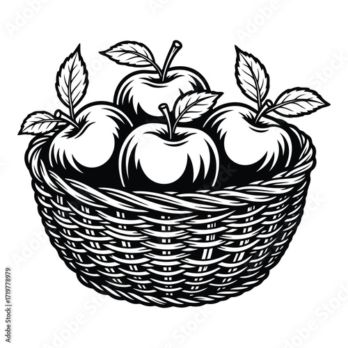Vector art of basket of apples