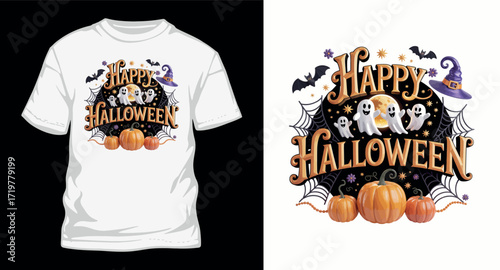 Halloween t-shirt design. Halloween t shirt design vector graphic typography t shirt. Halloween Family Shirt Halloween day.