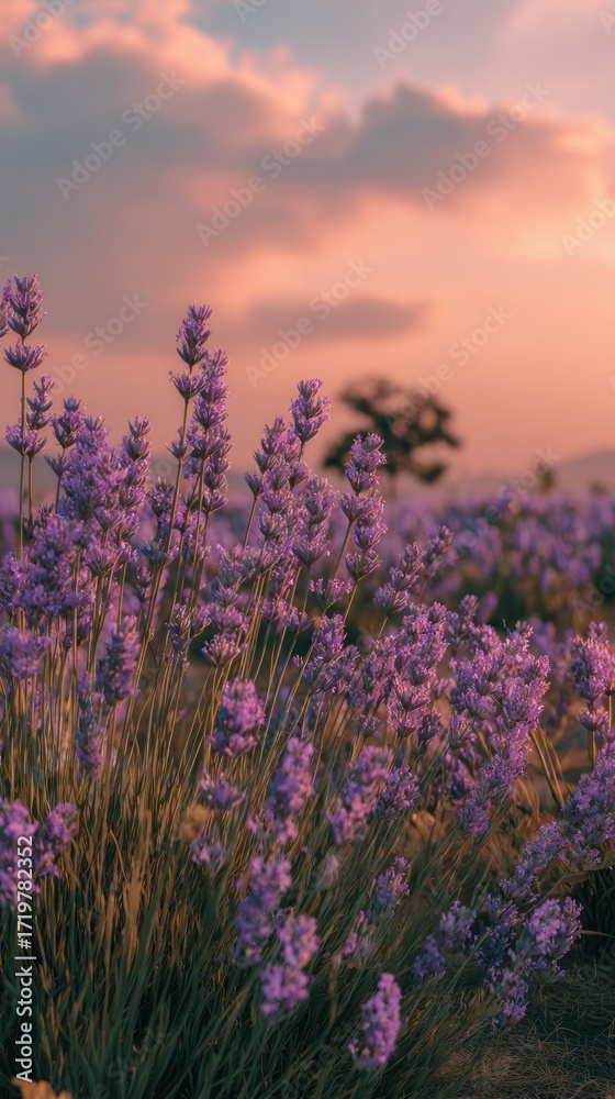 Fototapeta premium Lavender field sunset