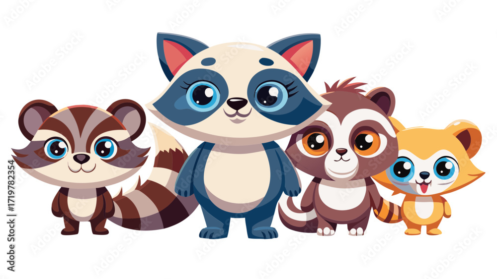 Fototapeta premium animal, fox, cartoon, vector, dog, illustration, cat, love, set, baby, teddy, toy, fun, art, cute, pet, brown, heart, funny, character, adorable, kid, valentine, animals, childhood, farm, landscape
