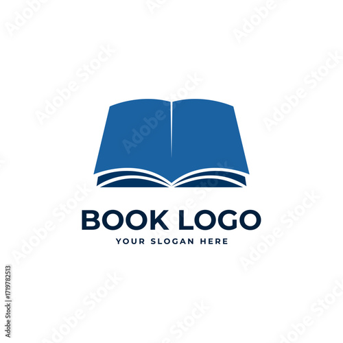 simple open book logo design for education