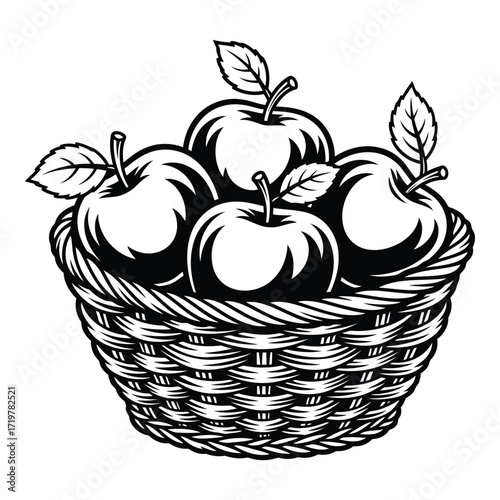 Vector art of basket of apples illustration
