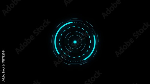 HUD Circle User interface on isolated black background. Target searching scope and scanning element theme. Digital UI and Sci-fi circular. 4K motion graphic footage video