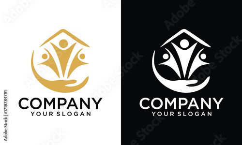 Creative homecare logo template  Real Estate Brand Identity.Isolated Vector Illustration