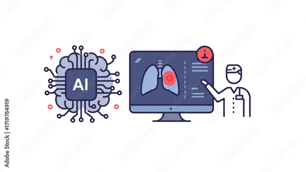 Naklejka premium Advanced AI-Powered Lung Cancer Detection: Enhancing Radiology Imaging and Diagnosis Precision