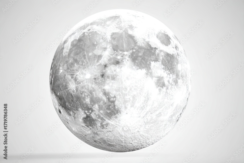 Obraz premium Full Moon in Clear Night Sky with Bright Surface and Craters
