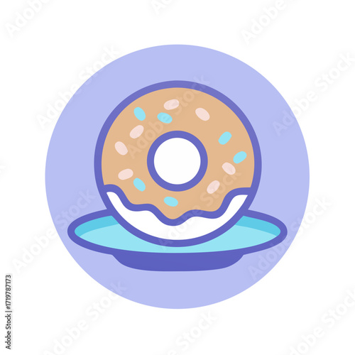 Vector art of delicious donut on a plate, a sweet treat that brings joy and satisfaction to your dessert cravings