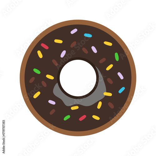 Vector art of delicious chocolate donut with colorful sprinkles, a sweet treat that is perfect for satisfying your cravings