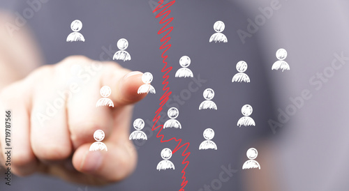 Photos Illustrative image showing a digital divide, social segregation, and network disruption