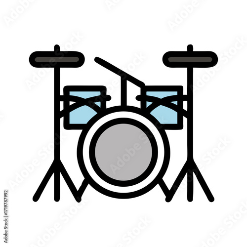 Vector art of drum set with cymbals and drums, a musical instrument for creating rhythm and beats in any genre of music