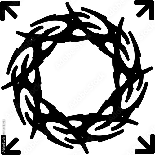 Neo tribal circle symbol. Abstract geometric emblem for streetwear, rave, and graphic design