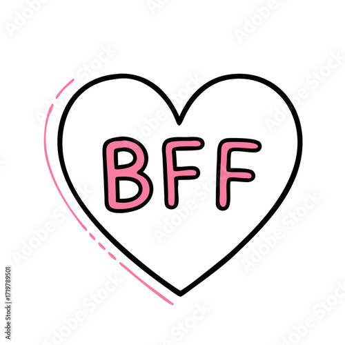 Vector art of pink bff heart, a charming symbol of friendship and love, perfect for expressing affection between best friends