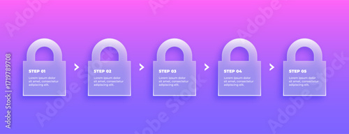 Infographic bullet points in glass effect with numbered design