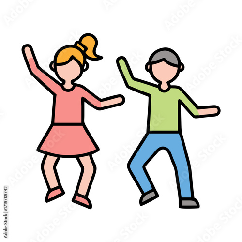 Illustration of a dancing couple, perfect for events, celebrations, or social gatherings in a flat design style