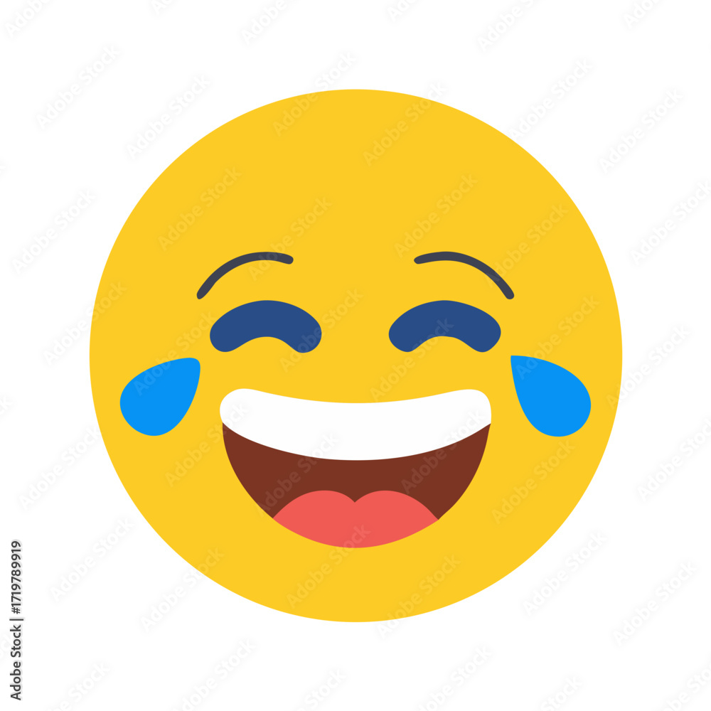 Fototapeta premium Vector art of laughing emoji with tears, ideal for conveying amusement, humor, and lightheartedness in digital communication and social media