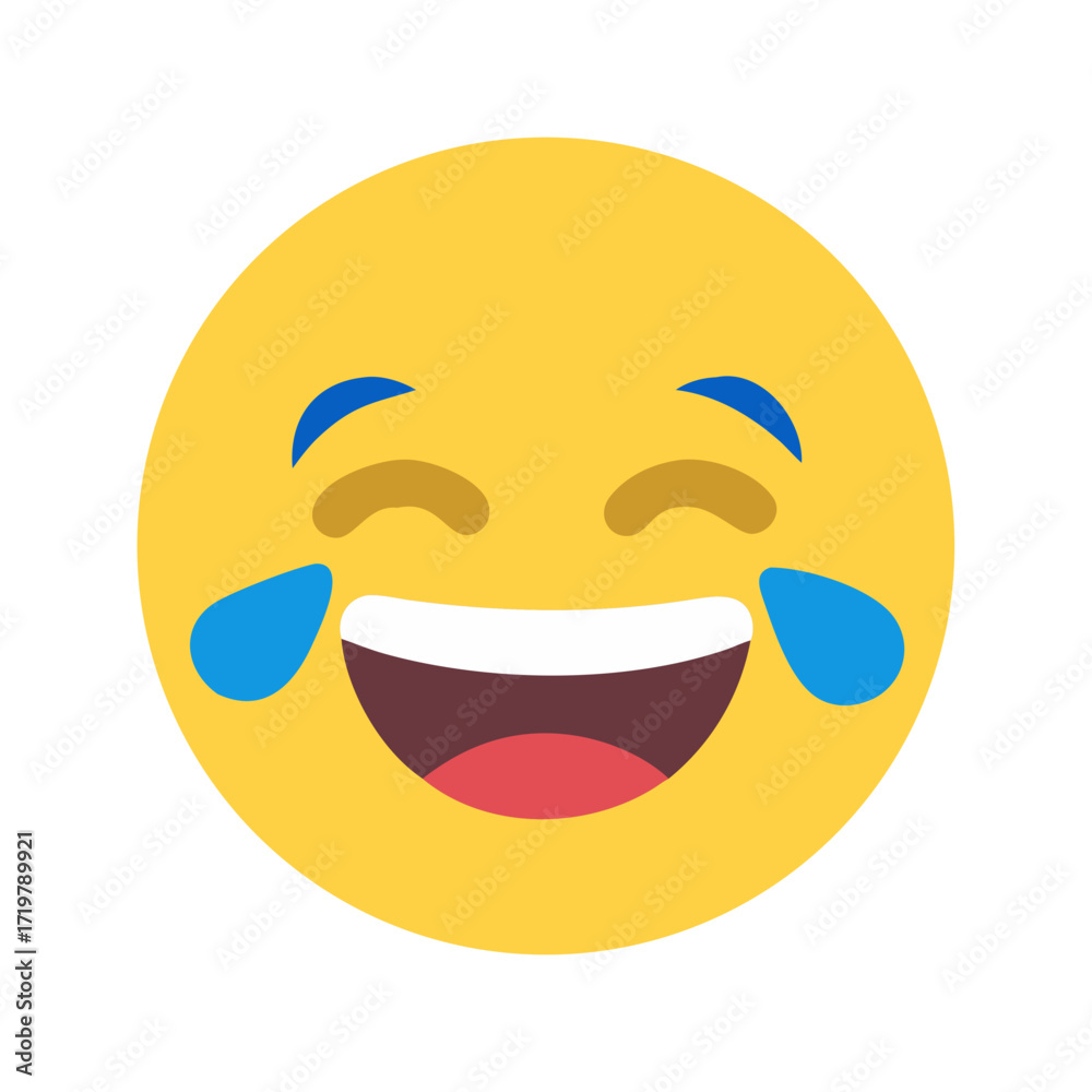Fototapeta premium Vector art of a cheerful laughing emoji vector illustration, expressing joy and amusement with tears of happiness, perfect for digital communication