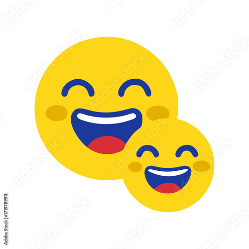 Vector art of two laughing emoji, conveying joy and happiness, perfect for expressing positive emotions and lighthearted content