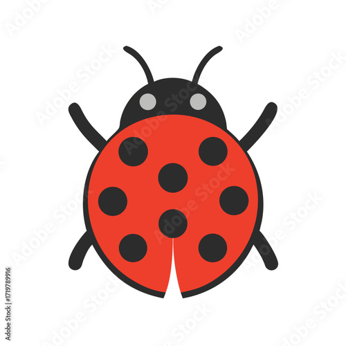 Vector art of a delightful ladybug vector illustration, showcasing a red body with black spots, symbolizing good luck and natures beauty