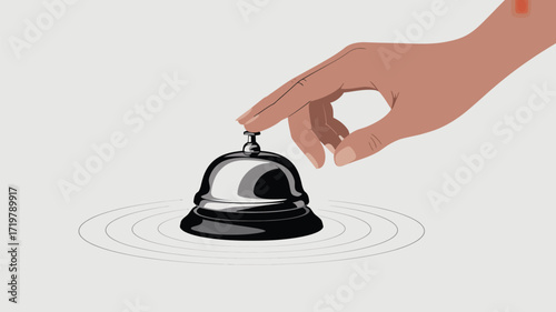 Get Instant Assistance with a Sleek Silver Service Bell and Stylish Hand, Ideal for Modern Hospitality, Hotel Concierge or Office Reception Needs, Call for Action and Attention
