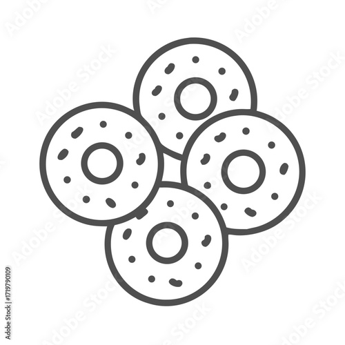 Vector art of four donuts with sprinkles, a delicious and tempting treat for any time of day, perfect for satisfying sweet cravings