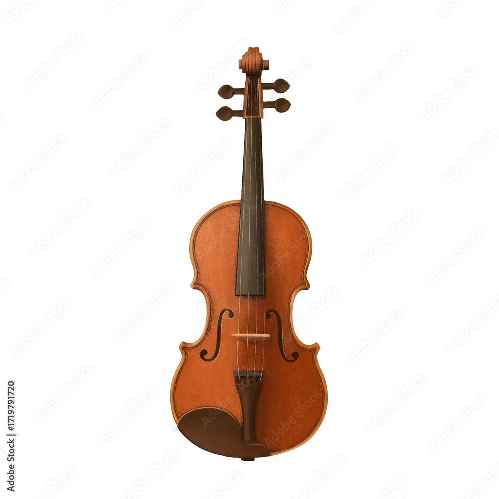 Fototapeta premium Violin Pastel Clipart Illustration, Classical Music Instrument Design for Print, Education, Decoration and Digital Projects, Hand Drawn Isolated Violin Drawing