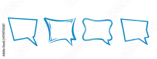 Hand-Drawn Speech Bubbles Four Unique Blue Illustrations for Design Projects
