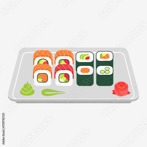 Sushi Platter with Maki and Nigiri Rolls.