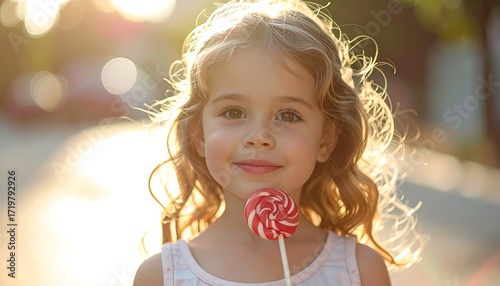 Smiling girl with lollipop