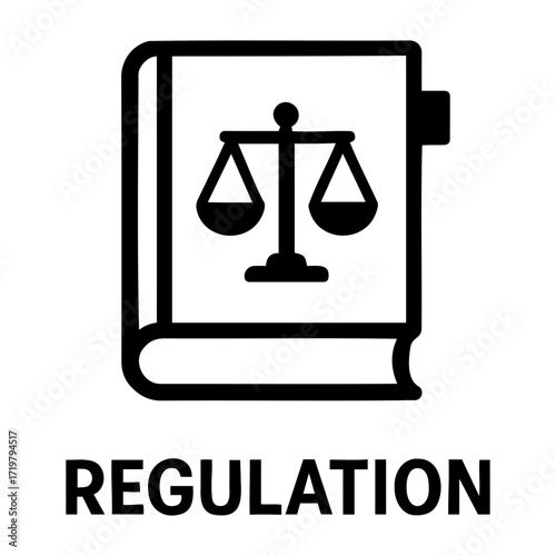 Vector illustration of a law book with the scales of justice on the cover representing law and order