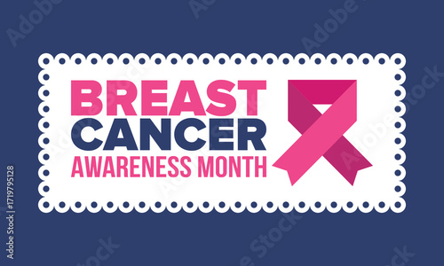 Breast Cancer Awareness Month. Pink october. Pink ribbon. Woman healthcare. Celebrate annual. Medic concept. Girl solidarity. Cancer prevention. Female disease. Poster, banner and background. Vector