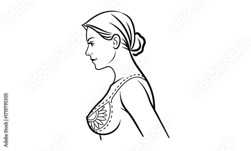 Female breast anatomy structure diagram. Medical science educational illustration