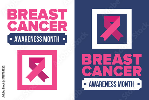Breast Cancer Awareness Month. Pink october. Pink ribbon. Woman healthcare. Celebrate annual. Medic concept. Girl solidarity. Cancer prevention. Female disease. Poster, banner and background. Vector