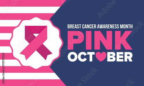 Breast Cancer Awareness Month. Pink october. Pink ribbon. Woman healthcare. Celebrate annual. Medic concept. Girl solidarity. Cancer prevention. Female disease. Poster, banner and background. Vector
