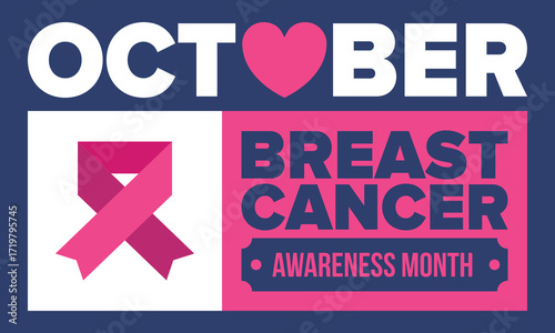 Breast Cancer Awareness Month. Pink october. Pink ribbon. Woman healthcare. Celebrate annual. Medic concept. Girl solidarity. Cancer prevention. Female disease. Poster, banner and background. Vector