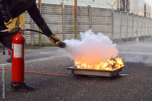 corporate safety - exercise during a firefighting course