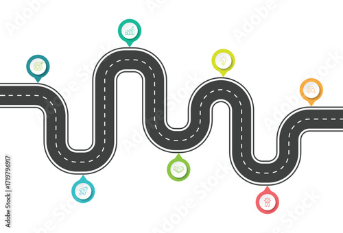Business road map timeline infographic design template. Abstract background template milestone element modern diagram process technology. Vector illustration