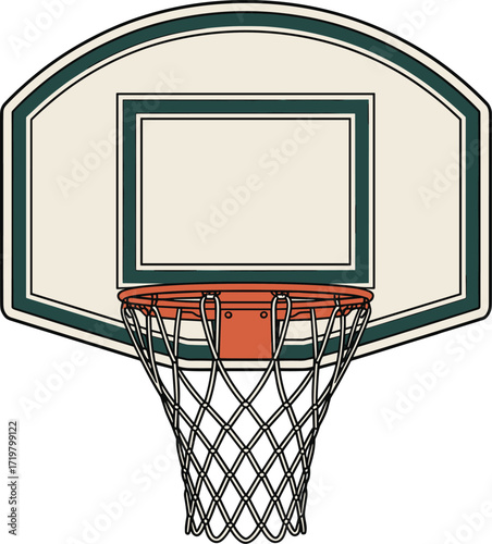 Classic basketball hoop with net and backboard illustration