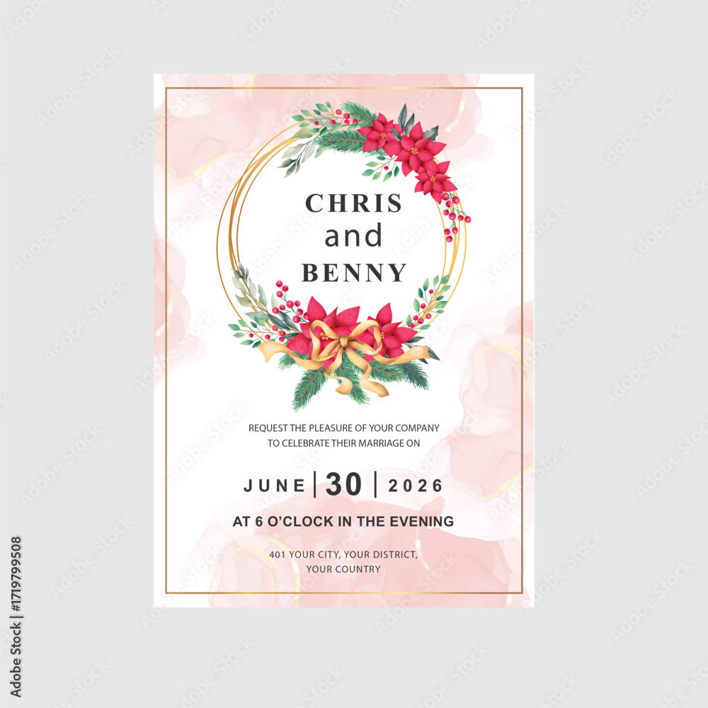 Obraz premium Vibrant Beautiful Elegant Wedding Invitation Card Vector EPS Vector Format