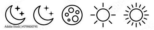Wallpaper Mural Sun and moon icons in line style. Torontodigital.ca